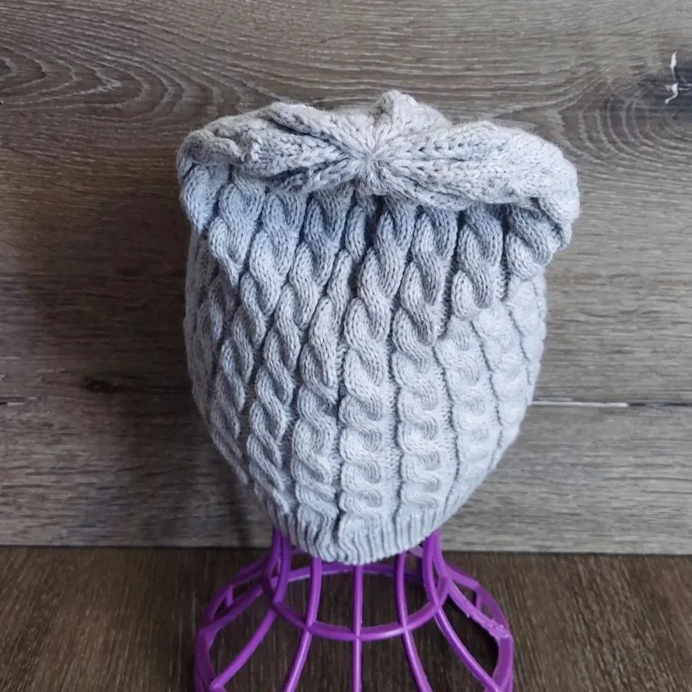 CAT Caterpillar Gray Cable Knit Beanie